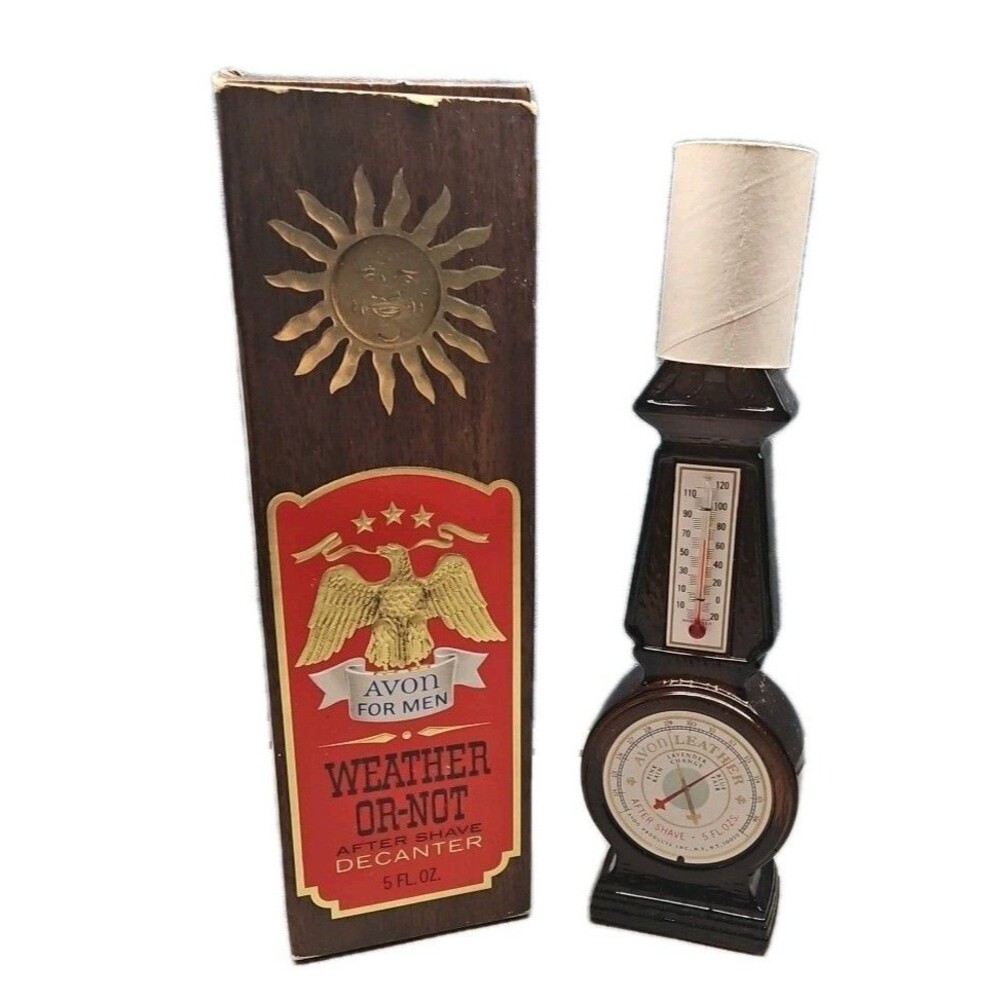 Vintage Avon For Men Tribute Weather Or Not 5 oz After Shave Decanter Full w/Box